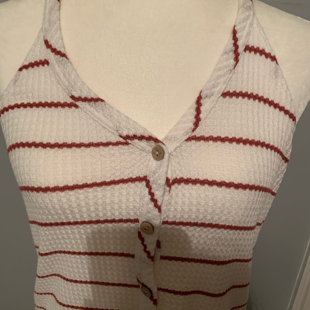 Button up v neck stripped tank top